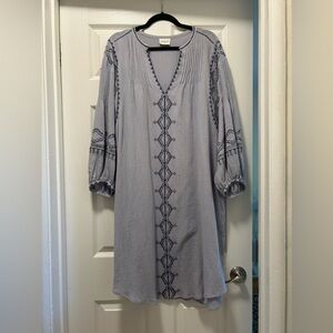 Wrap London Boho Embroidered Cotton/Linen Dress